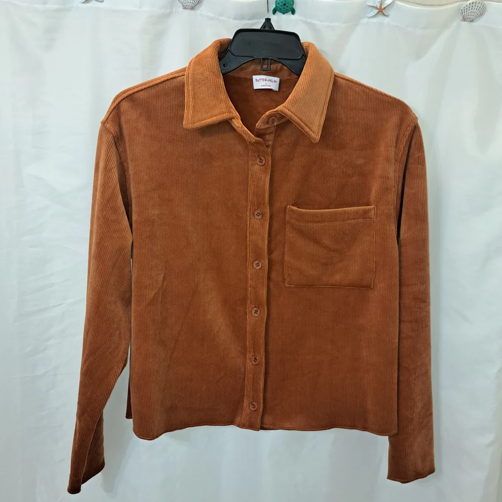 Sz S Women's Corduroy Button-Up Shirt Jacket Shacket Super Soft - Picture 1 of 11